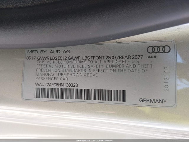 Aukcja sprzedaży 2017 Audi A7 3.0t Premium Plus, vin: WAU22AFC6HN130323, numer aukcji: 45055373