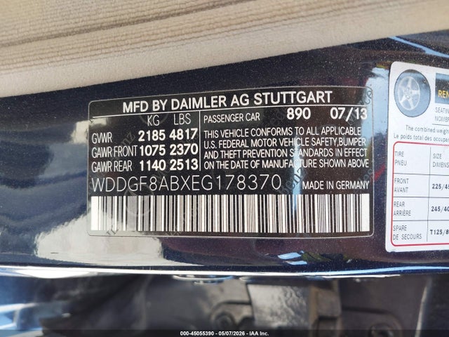 45055390 :رقم المزاد ، WDDGF8ABXEG178370 vin ، 2014 Mercedes-benz C 300 Sport 4matic مزاد بيع