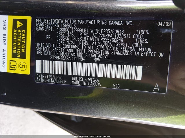 Продаж на аукціоні авто 2010 Lexus Rx 350, vin: 2T2BK1BA2AC011194, номер лоту: 45055405