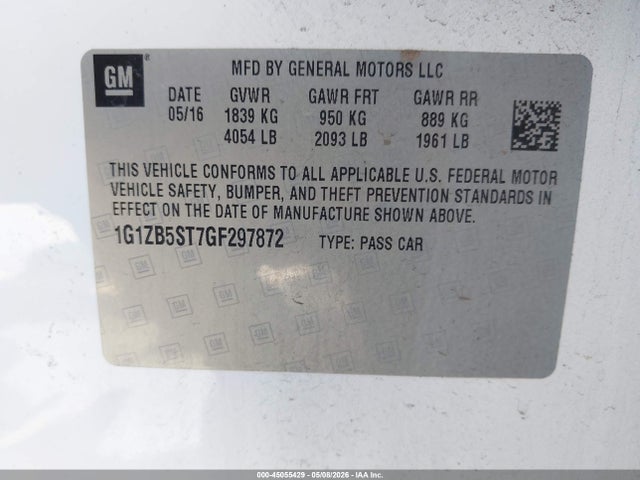 Chevrolet MALIBU LS 2016 1G1ZB5ST7GF297872 Image 9