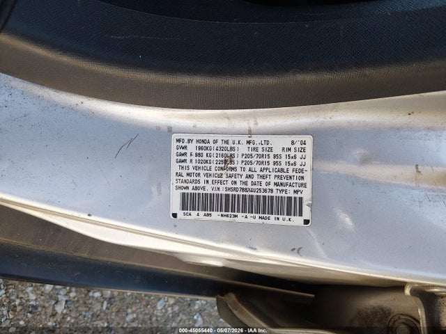45055440 :رقم المزاد ، SHSRD788X4U253678 vin ، 2004 Honda Cr-v Ex مزاد بيع