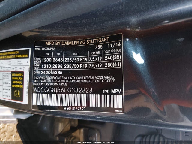 WDCGG8JB6FG382828 Mercedes-Benz Glk 350 4matic