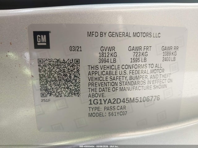 1G1YA2D45M5106776 Chevrolet Corvette Stingray Rwd 1lt