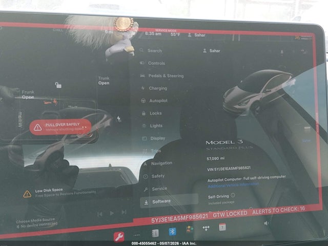 45055462 :رقم المزاد ، 5YJ3E1EA5MF985621 vin ، 2021 Tesla Model 3 Standard Range Plus Rear-wheel Drive مزاد بيع