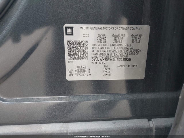 2GNAXSEV4L6218929 Chevrolet Equinox Awd Ls