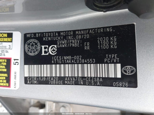 4T1G11AK4LU384553 Toyota CAMRY SE