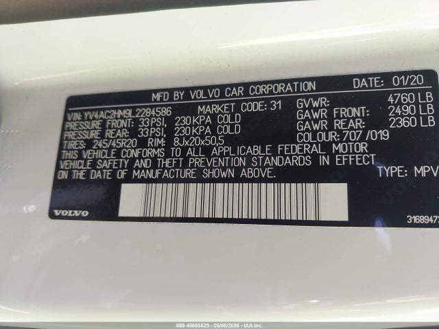 YV4AC2HM9L2284586 Volvo Xc40 T4 R-design