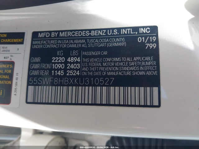 55SWF8HBXKU310527 Mercedes-Benz Amg C 63 S