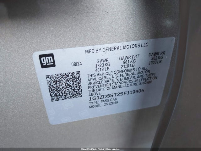 1G1ZD5ST2SF119905 Chevrolet Malibu Fwd 1lt