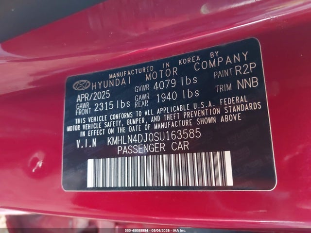 KMHLN4DJ0SU163585 Hyundai Elantra Hybrid Limited