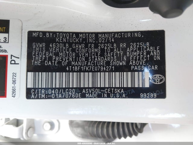 Toyota CAMRY SE 2014 4T1BF1FK7EU794271 Image 9