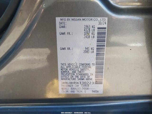 1N4BL4BV8SN330223 Nissan Altima S Fwd