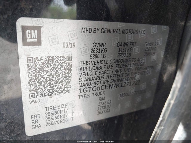 GMC CANYON SLE 2019 1GTG5CEN7K1271222 Image 9