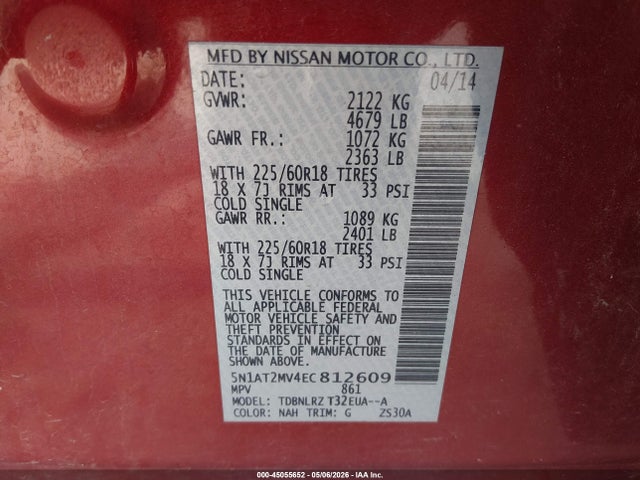Nissan Rogue Sl 2014 5N1AT2MV4EC812609 Image 9