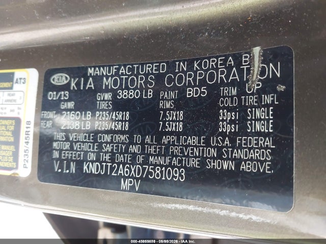 Продаж на аукціоні авто 2013 Kia Soul !, vin: KNDJT2A6XD7581093, номер лоту: 45055670