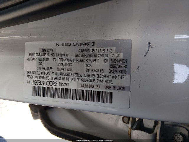 Продаж на аукціоні авто 2018 Mazda Cx-5 Grand Touring, vin: JM3KFBDM8J0359783, номер лоту: 45055680