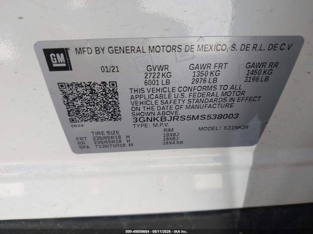 Продажа на аукционе авто 2021 Chevrolet Blazer Awd 3lt, vin: 3GNKBJRS5MS538003, номер лота: 45055684