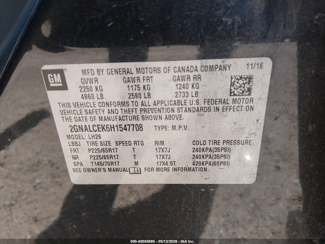 2GNALCEK6H1547708 Chevrolet EQUINOX LT