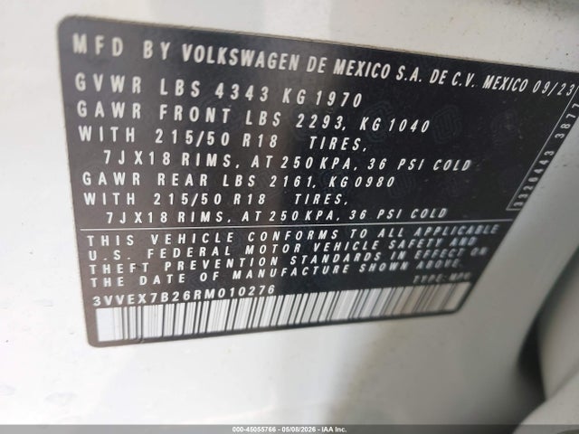 Продаж на аукціоні авто 2024 Volkswagen Taos 1.5t Se, vin: 3VVEX7B26RM010276, номер лоту: 45055766