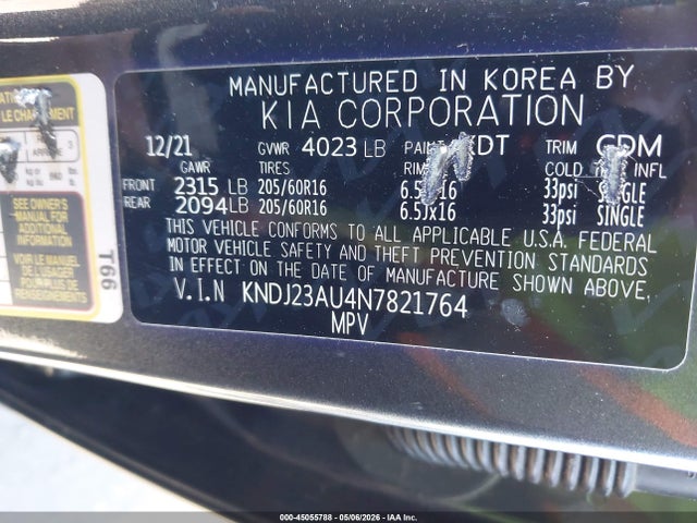 Aukcja sprzedaży 2022 Kia Soul Lx, vin: KNDJ23AU4N7821764, numer aukcji: 45055788