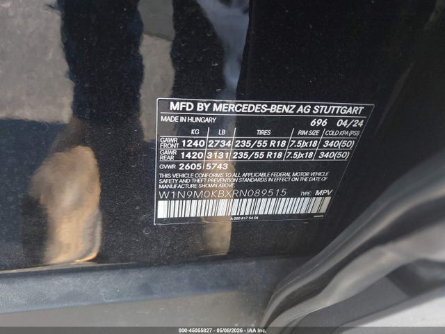 Aukcja sprzedaży 2024 Mercedes-benz Eqb 300 Suv 4matic, vin: W1N9M0KBXRN089515, numer aukcji: 45055827
