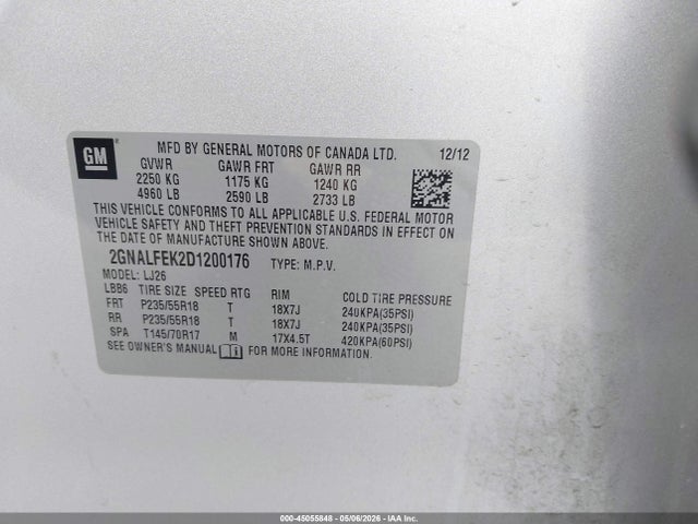 Продажа на аукционе авто 2013 Chevrolet Equinox Ltz, vin: 2GNALFEK2D1200176, номер лота: 45055848