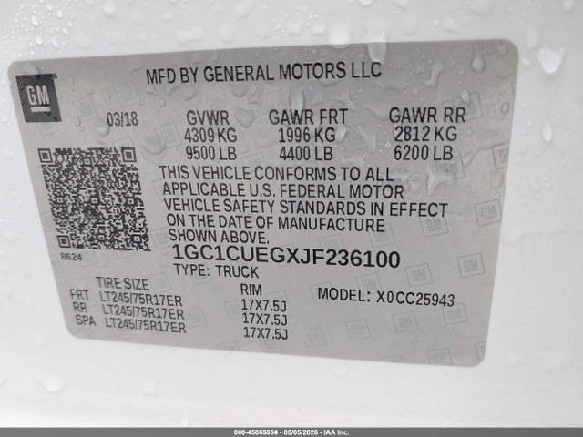 1GC1CUEGXJF236100 Chevrolet Silverado 2500hd Wt