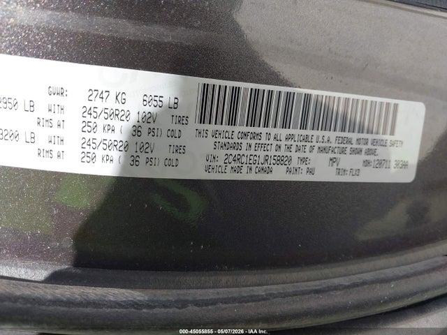 Aukcja sprzedaży 2018 Chrysler Pacifica Touring L Plus, vin: 2C4RC1EG1JR158820, numer aukcji: 45055855