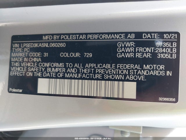 Polestar 2 Long Range Dual Motor 2022 LPSED3KA5NL060260 Image 9