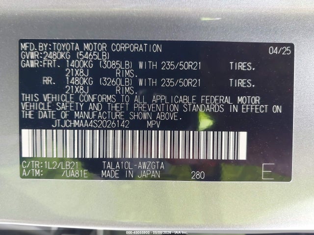 2025 Lexus Rx 350 Premium Plus მანქანა იყიდება აუქციონზე, vin: JTJCHMAA4S2026142, აუქციონის ნომერი: 45055900