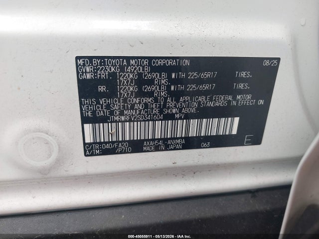JTMRWRFV2SD341604 Toyota Rav4 Hybrid Xle