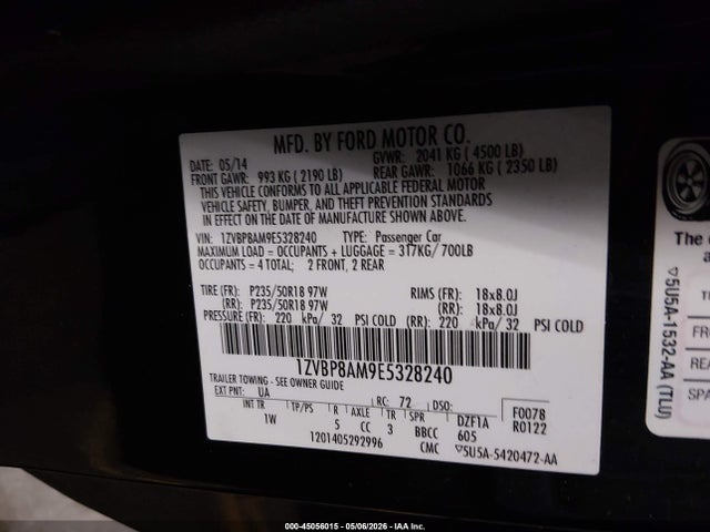 1ZVBP8AM9E5328240 Ford Mustang V6