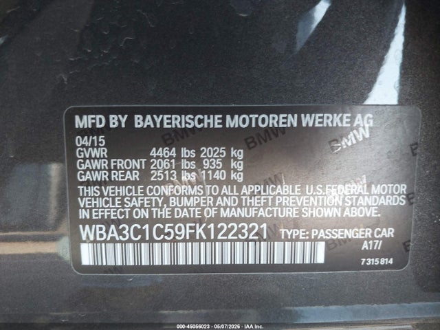 Aukcja sprzedaży 2015 Bmw 328i, vin: WBA3C1C59FK122321, numer aukcji: 45056023