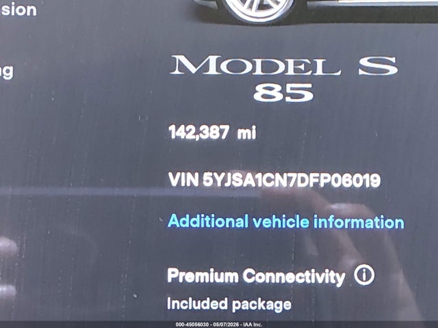Aukcja sprzedaży 2013 Tesla Model S, vin: 5YJSA1CN7DFP06019, numer aukcji: 45056030
