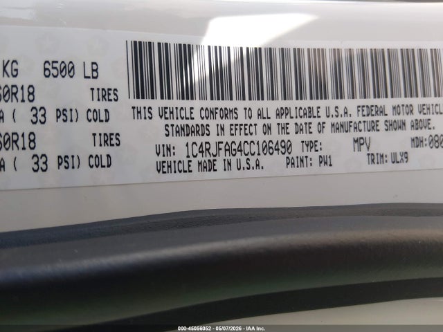 Aukcja sprzedaży 2012 Jeep Grand Cherokee Laredo, vin: 1C4RJFAG4CC106490, numer aukcji: 45056052