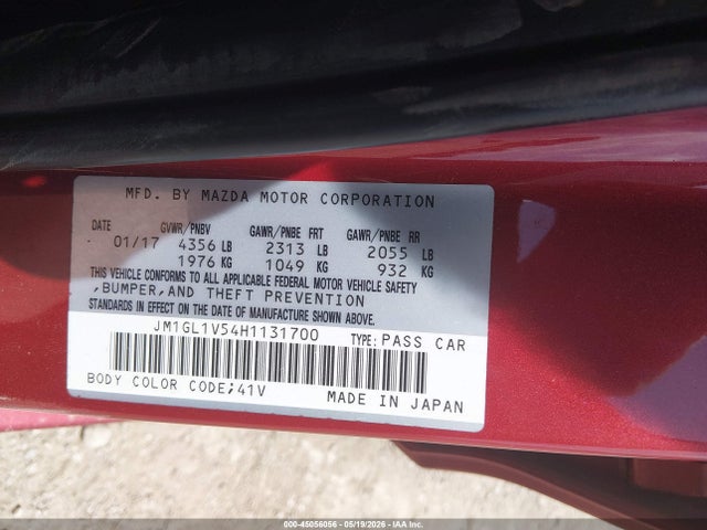 Продажа на аукционе авто 2017 Mazda Mazda6 Touring, vin: JM1GL1V54H1131700, номер лота: 45056056