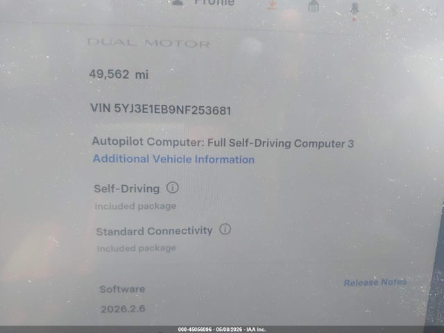 Aukcja sprzedaży 2022 Tesla Model 3 Long Range Dual Motor All-wheel Drive, vin: 5YJ3E1EB9NF253681, numer aukcji: 45056096