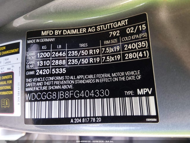 Продажа на аукционе авто 2015 Mercedes-benz Glk 350 4matic, vin: WDCGG8JB8FG404330, номер лота: 45056105