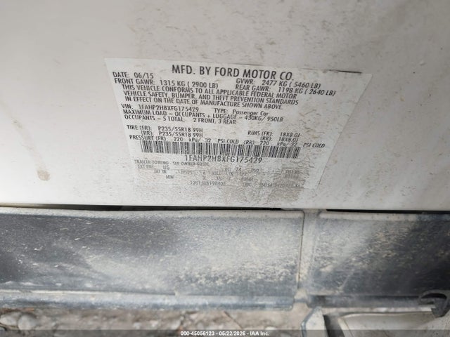 Ford TAURUS SEL 2015 1FAHP2H8XFG175429 Image 9