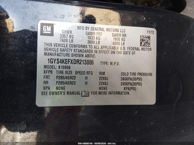 2013 Cadillac Escalade Esv Platinum Edition მანქანა იყიდება აუქციონზე, vin: 1GYS4KEFXDR213006, აუქციონის ნომერი: 45056140