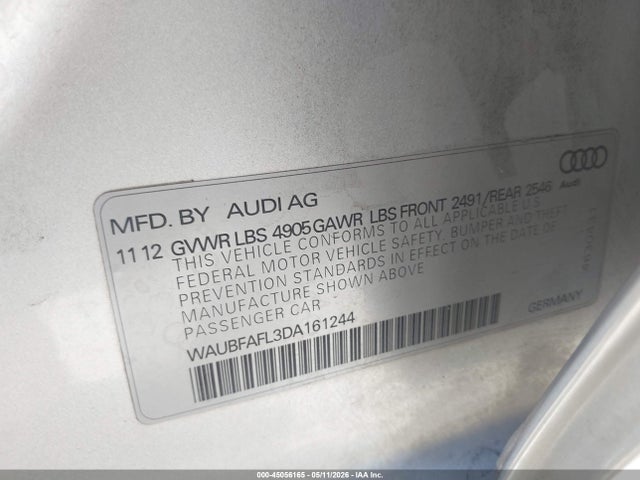 45056165 :رقم المزاد ، WAUBFAFL3DA161244 vin ، 2013 Audi A4 2.0t Premium مزاد بيع