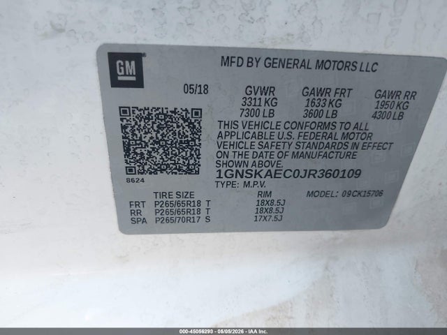 Chevrolet Tahoe Ls 2018 1GNSKAEC0JR360109 Image 9