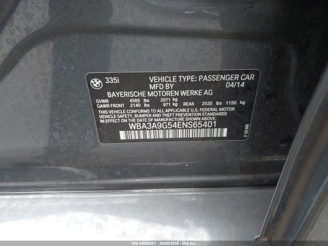 Продаж на аукціоні авто 2014 Bmw 335i, vin: WBA3A9G54ENS65401, номер лоту: 45056301