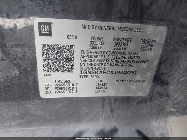 1GNSKAECXJR348761 Chevrolet Tahoe Ls