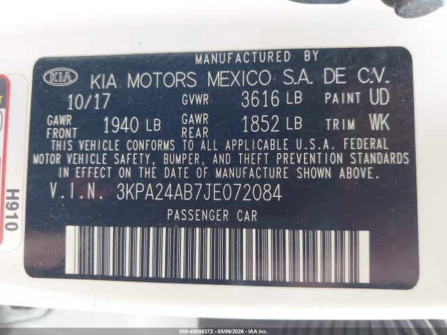 3KPA24AB7JE072084 KIA RIO LX