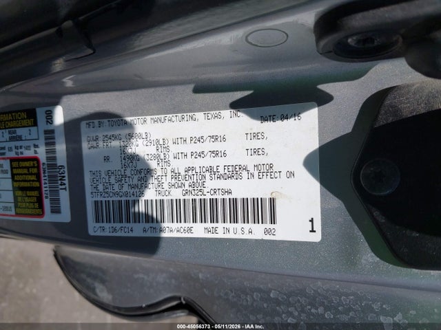 5TFRZ5CN9GX014126 Toyota Tacoma Sr5 V6