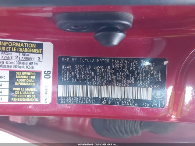 Auction sale of the 2018 Toyota Corolla Le, vin: 2T1BURHE0JC980466, lot number: 45056409