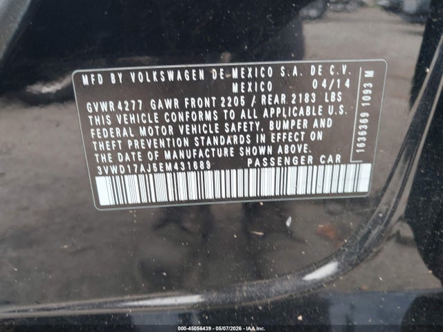 Продаж на аукціоні авто 2014 Volkswagen Jetta 1.8t Se, vin: 3VWD17AJ5EM431689, номер лоту: 45056439