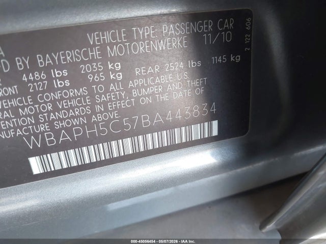 2011 Bmw 328i მანქანა იყიდება აუქციონზე, vin: WBAPH5C57BA443834, აუქციონის ნომერი: 45056454