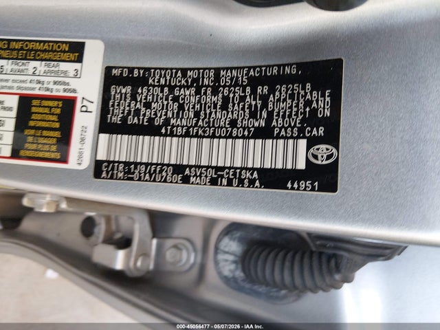 Toyota CAMRY SE 2015 4T1BF1FK3FU078047 Image 9